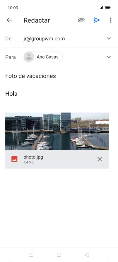Pulsa el icono de envío cuando termines de escribir el correo electrónico. Pulsa el icono de envío cuando termines de escribir el correo electrónico.