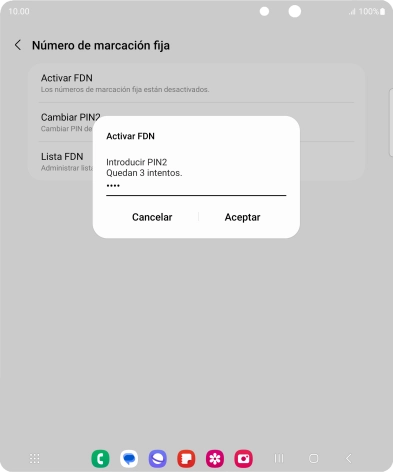 Introduce el código PIN2 y pulsa Aceptar. Introduce el código PIN2 y pulsa Aceptar.