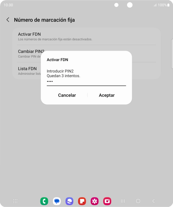 Introduce el código PIN2 y pulsa Aceptar. Introduce el código PIN2 y pulsa Aceptar.