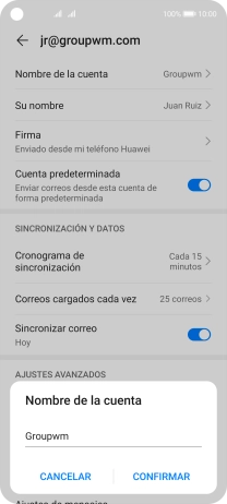 Introduce el nombre de la cuenta y pulsa CONFIRMAR. Introduce el nombre de la cuenta y pulsa CONFIRMAR.