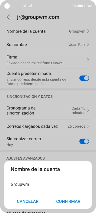 Introduce el nombre de la cuenta y pulsa CONFIRMAR. Introduce el nombre de la cuenta y pulsa CONFIRMAR.