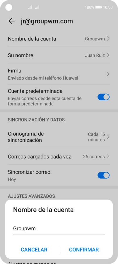 Introduce el nombre de la cuenta y pulsa CONFIRMAR. Introduce el nombre de la cuenta y pulsa CONFIRMAR.