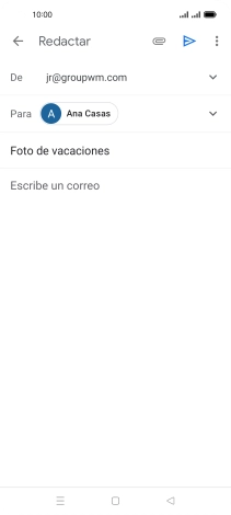 Pulsa en el campo de escritura y escribe el texto del correo electrónico. Pulsa en el campo de escritura y escribe el texto del correo electrónico.
