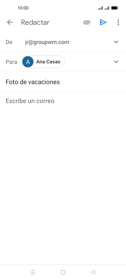 Pulsa en el campo de escritura y escribe el texto del correo electrónico. Pulsa en el campo de escritura y escribe el texto del correo electrónico.