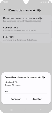 Introduce el código PIN2 y pulsa Aceptar. Introduce el código PIN2 y pulsa Aceptar.