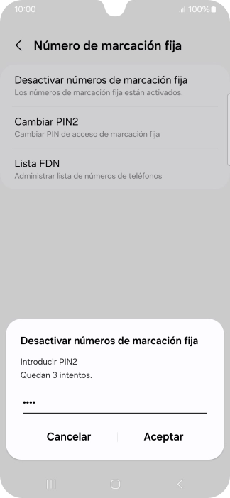 Introduce el código PIN2 y pulsa Aceptar. Introduce el código PIN2 y pulsa Aceptar.