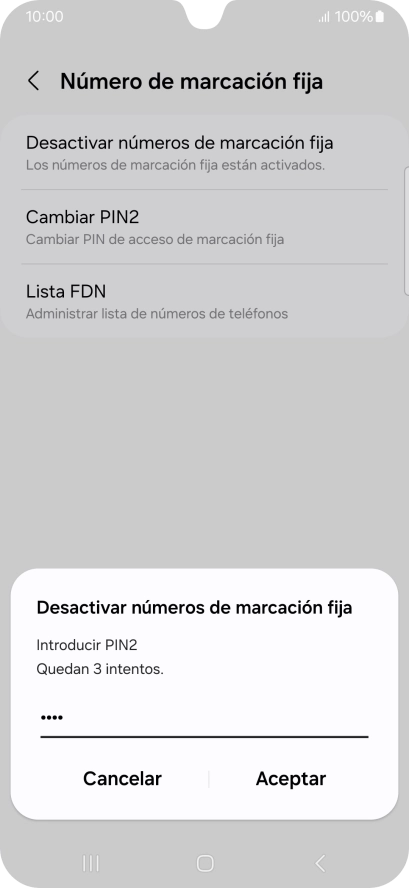 Introduce el código PIN2 y pulsa Aceptar. Introduce el código PIN2 y pulsa Aceptar.
