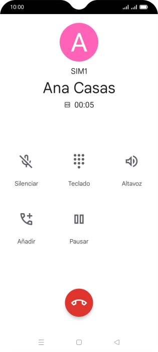 Pulsa el icono de finalizar llamada. Pulsa el icono de finalizar llamada.