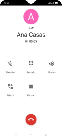 Pulsa el icono de finalizar llamada. Pulsa el icono de finalizar llamada.