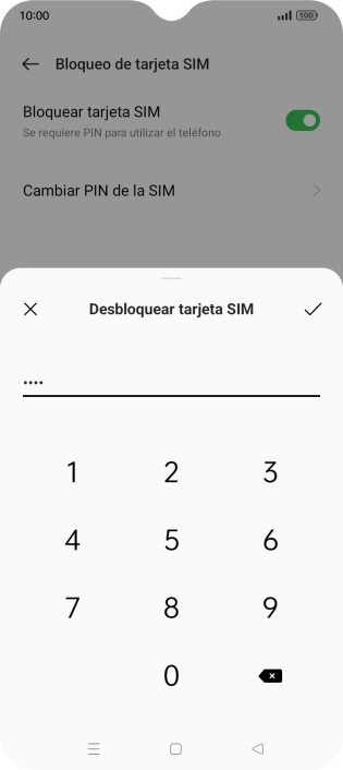 Introduce el código PIN y pulsa el icono de aceptar. Introduce el código PIN y pulsa el icono de aceptar.