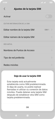 Si desactivas la tarjeta SIM, pulsa OK. Si desactivas la tarjeta SIM, pulsa OK.