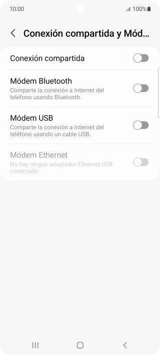 Pulsa Conexiòn compartida. Pulsa Conexiòn compartida.