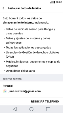 Pulsa REINICIAR TELÉFONO. Pulsa REINICIAR TELÉFONO.