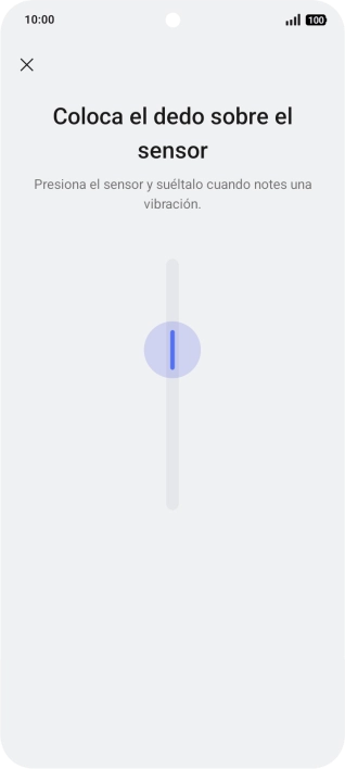 Sigue las indicaciones de la pantalla para crear una huella digital como código de seguridad. Sigue las indicaciones de la pantalla para crear una huella digital como código de seguridad.