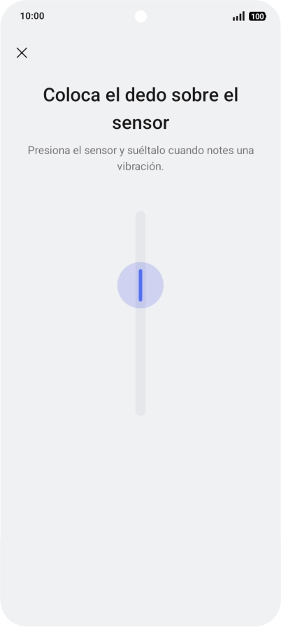 Sigue las indicaciones de la pantalla para crear una huella digital como código de seguridad. Sigue las indicaciones de la pantalla para crear una huella digital como código de seguridad.