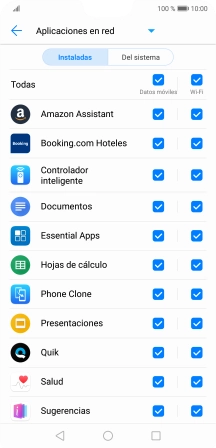 Pulsa en el campo junto al nombre de la aplicación bajo la columna de Pulsa en el campo junto al nombre de la aplicación bajo la columna de