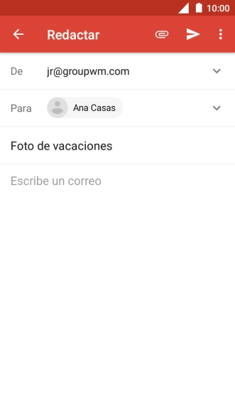 Pulsa en el campo de escritura y escribe el texto del correo electrónico. Pulsa en el campo de escritura y escribe el texto del correo electrónico.