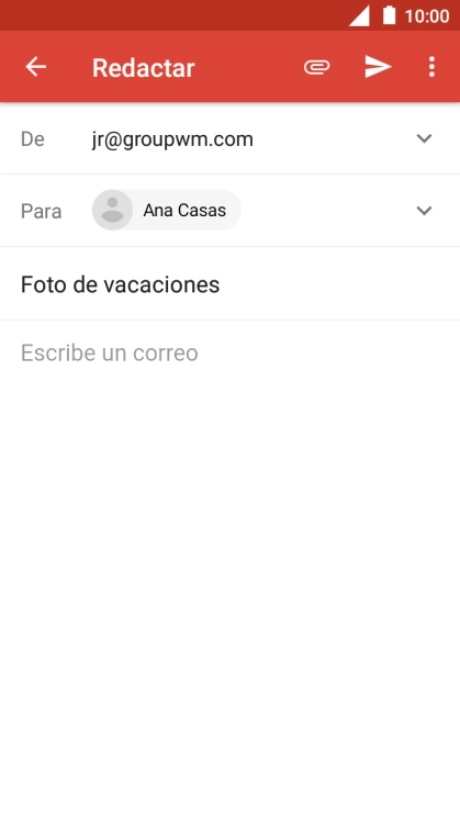 Pulsa en el campo de escritura y escribe el texto del correo electrónico. Pulsa en el campo de escritura y escribe el texto del correo electrónico.