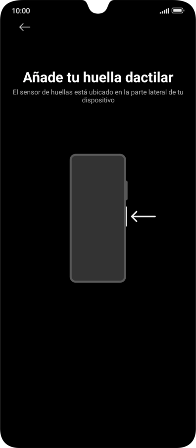 Sigue las indicaciones de la pantalla para crear una huella digital como código de seguridad. Sigue las indicaciones de la pantalla para crear una huella digital como código de seguridad.