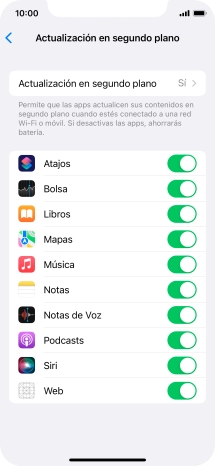 Pulsa Actualización en segundo plano. Pulsa Actualización en segundo plano.