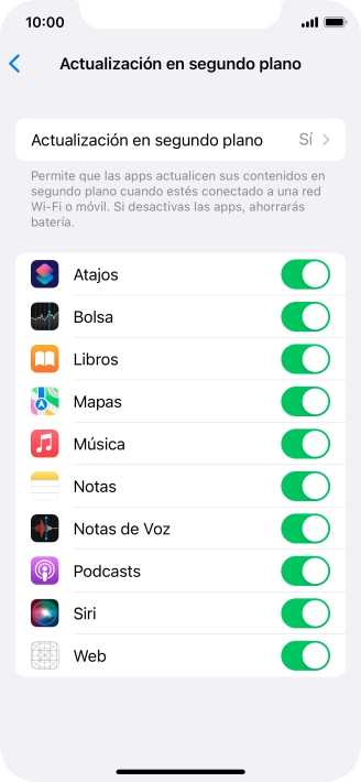 Pulsa Actualización en segundo plano. Pulsa Actualización en segundo plano.