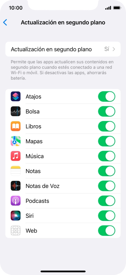 Pulsa Actualización en segundo plano. Pulsa Actualización en segundo plano.