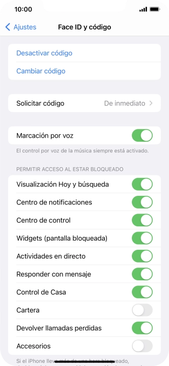 Pulsa Desactivar código e introduce el código de seguridad. Pulsa Desactivar código e introduce el código de seguridad.