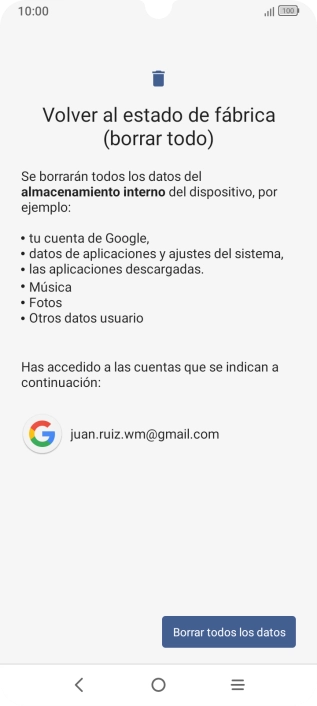 Pulsa Borrar todos los datos. Pulsa Borrar todos los datos.
