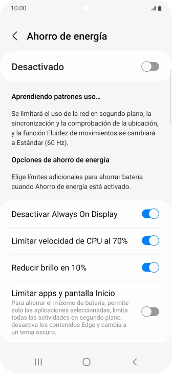 Pulsa el indicador junto a los ajustes deseados. Pulsa el indicador junto a los ajustes deseados.