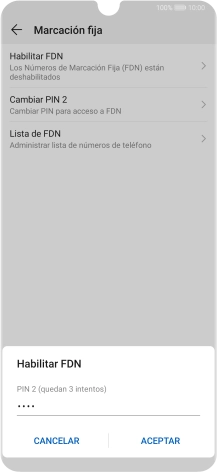Introduce el código PIN2 y pulsa ACEPTAR. Introduce el código PIN2 y pulsa ACEPTAR.
