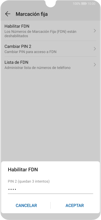 Introduce el código PIN2 y pulsa ACEPTAR. Introduce el código PIN2 y pulsa ACEPTAR.