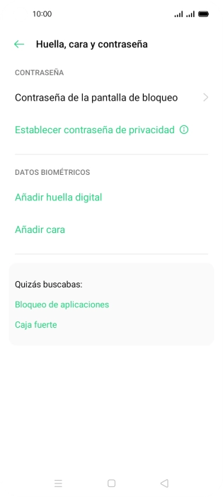 Pulsa Contraseña de la pantalla de bloqueo e introduce el código de seguridad extra que has creado anteriormente. Pulsa Contraseña de la pantalla de bloqueo e introduce el código de seguridad extra que has creado anteriormente.