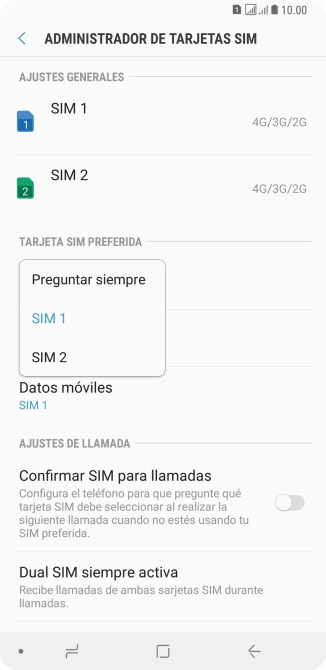 Pulsa el ajuste deseado. Pulsa el ajuste deseado.