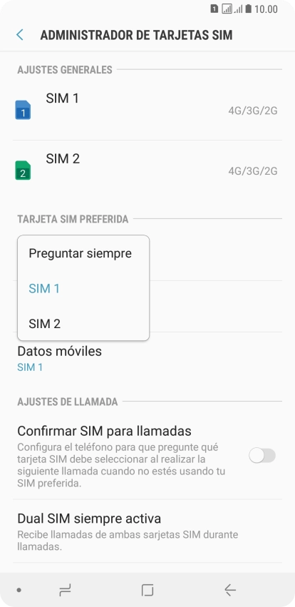 Pulsa el ajuste deseado. Pulsa el ajuste deseado.