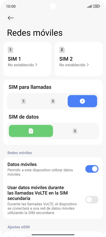 Pulsa la tarjeta SIM deseada. Pulsa la tarjeta SIM deseada.