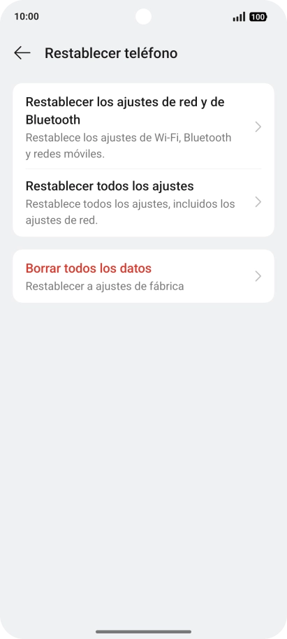Pulsa Borrar todos los datos. Pulsa Borrar todos los datos.