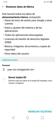Pulsa REINICIAR TELÉFONO. Pulsa REINICIAR TELÉFONO.