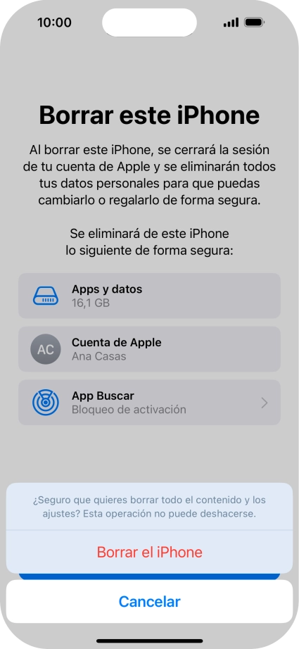 Pulsa Borrar el iPhone. Pulsa Borrar el iPhone.