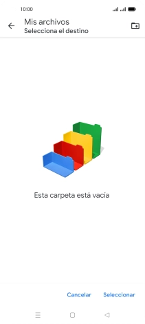 Si deseas crear una nueva carpeta, pulsa el icono de nueva carpeta y sigue las indicaciones de la pantalla para crearla. Si deseas crear una nueva carpeta, pulsa el icono de nueva carpeta y sigue las indicaciones de la pantalla para crearla.