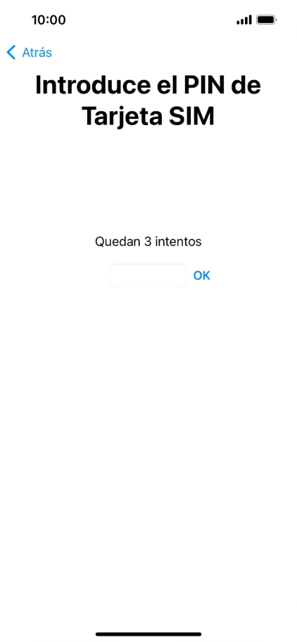 Si es necesario desbloquear la tarjeta SIM, introduce el código PIN y pulsa OK. Si es necesario desbloquear la tarjeta SIM, introduce el código PIN y pulsa OK.