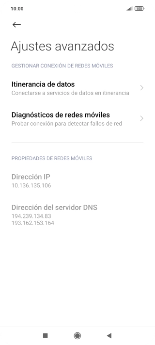 Pulsa Itinerancia de datos. Pulsa Itinerancia de datos.