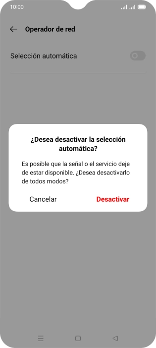 Pulsa Desactivar para desactivar la función y espera mientras el teléfono está buscando redes. Pulsa Desactivar para desactivar la función y espera mientras el teléfono está buscando redes.