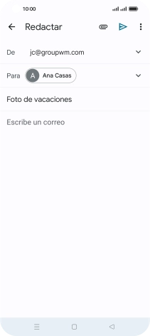Pulsa en el campo de escritura y escribe el texto del correo electrónico. Pulsa en el campo de escritura y escribe el texto del correo electrónico.