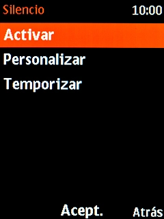 Selecciona Activar para activar el modo silencioso. Selecciona Activar para activar el modo silencioso.