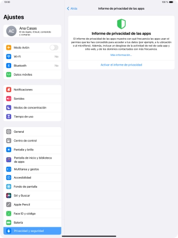 Pulsa Activar el informe de privacidad para activar la función. Pulsa Activar el informe de privacidad para activar la función.