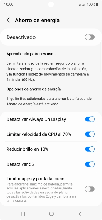 Pulsa el indicador junto a los ajustes deseados. Pulsa el indicador junto a los ajustes deseados.