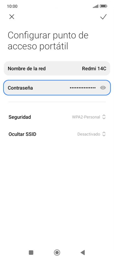 Pulsa Nombre de la red e introduce el nombre deseado de la conexión wifi Pulsa Nombre de la red e introduce el nombre deseado de la conexión wifi