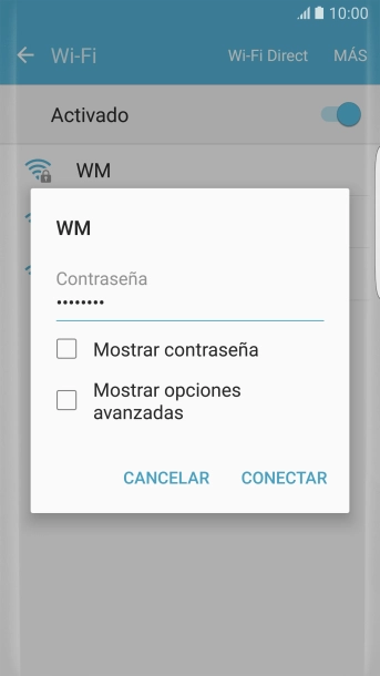 Introduce la contraseña de la red wifi y pulsa CONECTAR. Introduce la contraseña de la red wifi y pulsa CONECTAR.
