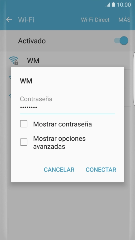Introduce la contraseña de la red wifi y pulsa CONECTAR. Introduce la contraseña de la red wifi y pulsa CONECTAR.