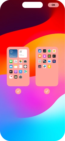Pulsa en los campos bajo las páginas deseadas de la pantalla de inicio para activar o desactivar la visualización de páginas. Pulsa en los campos bajo las páginas deseadas de la pantalla de inicio para activar o desactivar la visualización de páginas.
